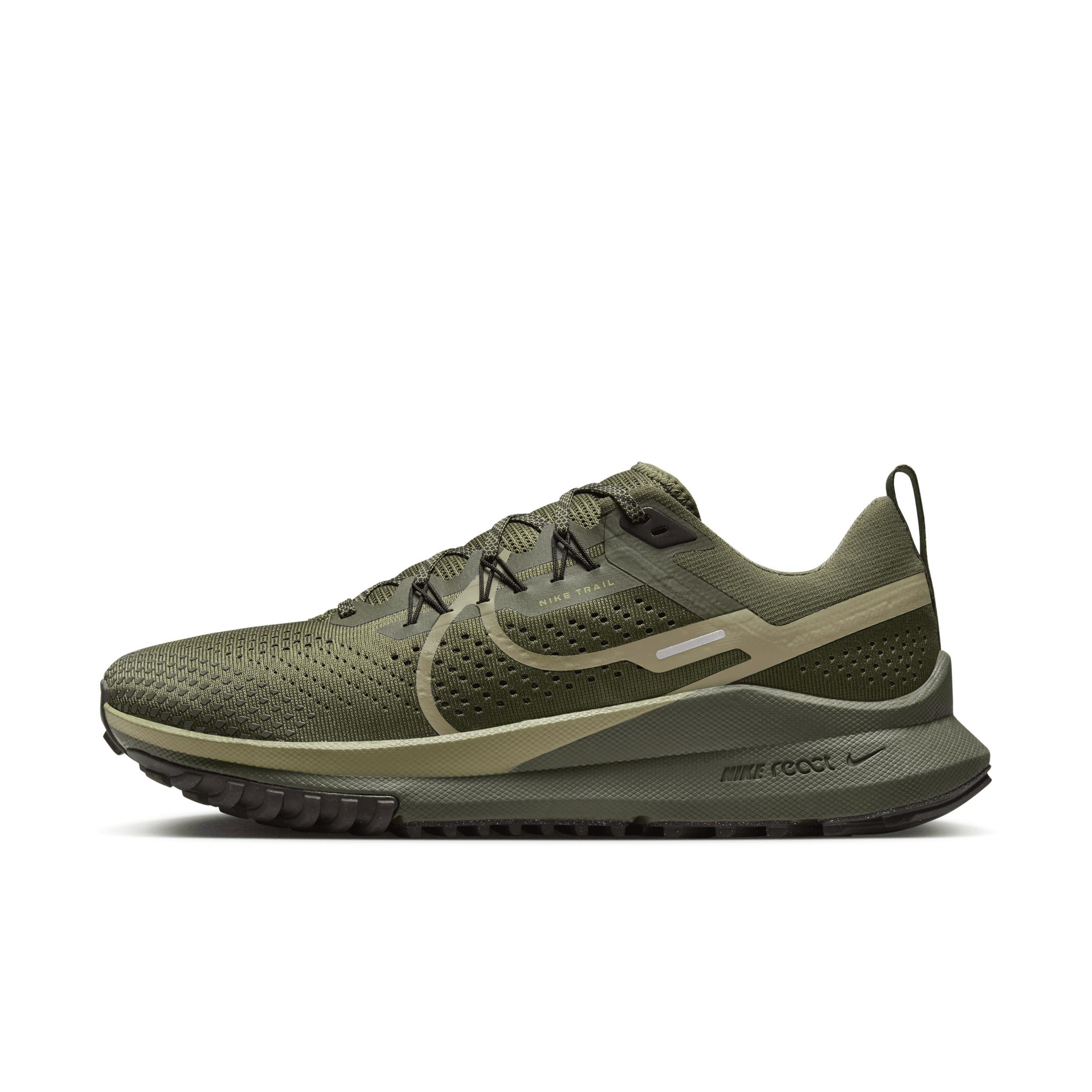 Nike Mens React Pegasus Trail 4 - Running Shoes Medium Olive/Natural Olive/Velvet Brown Product Image