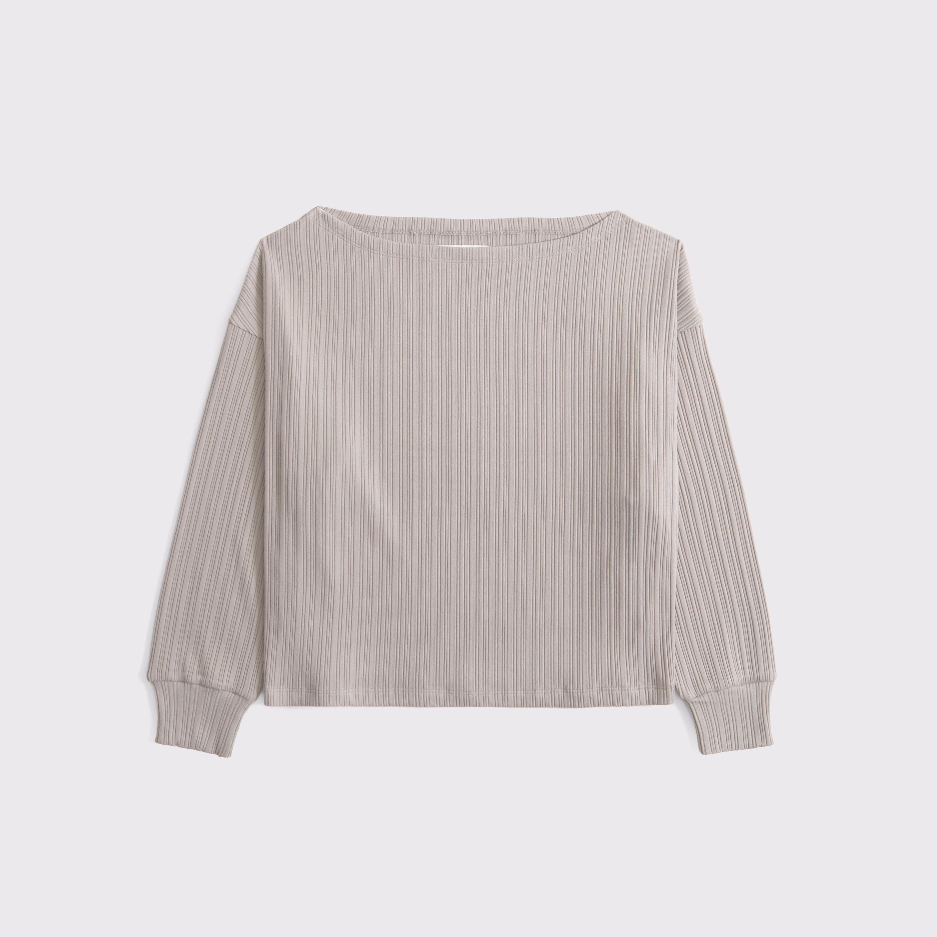 Long-Sleeve Lounge Wide Rib Slash Top Product Image