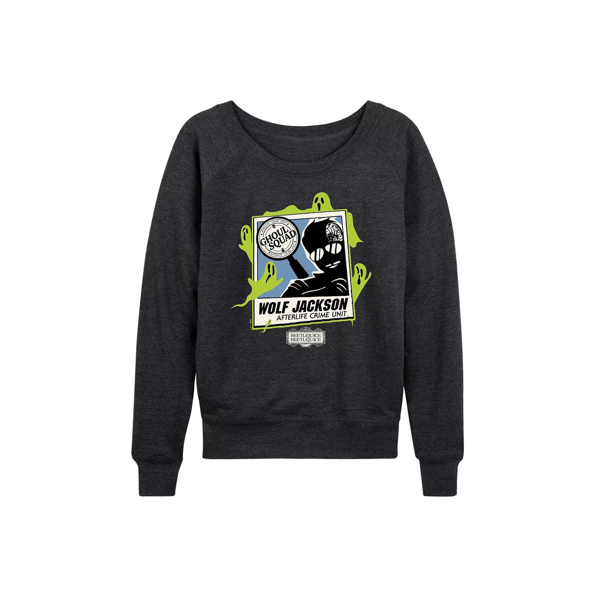 Women's Beetlejuice 2 Wolf Jackson French Terry Long Sleeve Tee, Size: Small, Heather Grey Product Image