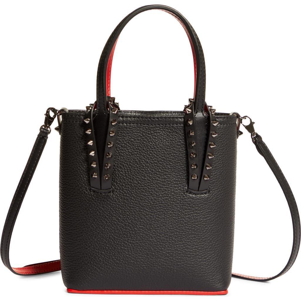 CHRISTIAN LOUBOUTIN Cabata Empire Leather Spike Mini Tote Bag In Black Black Product Image