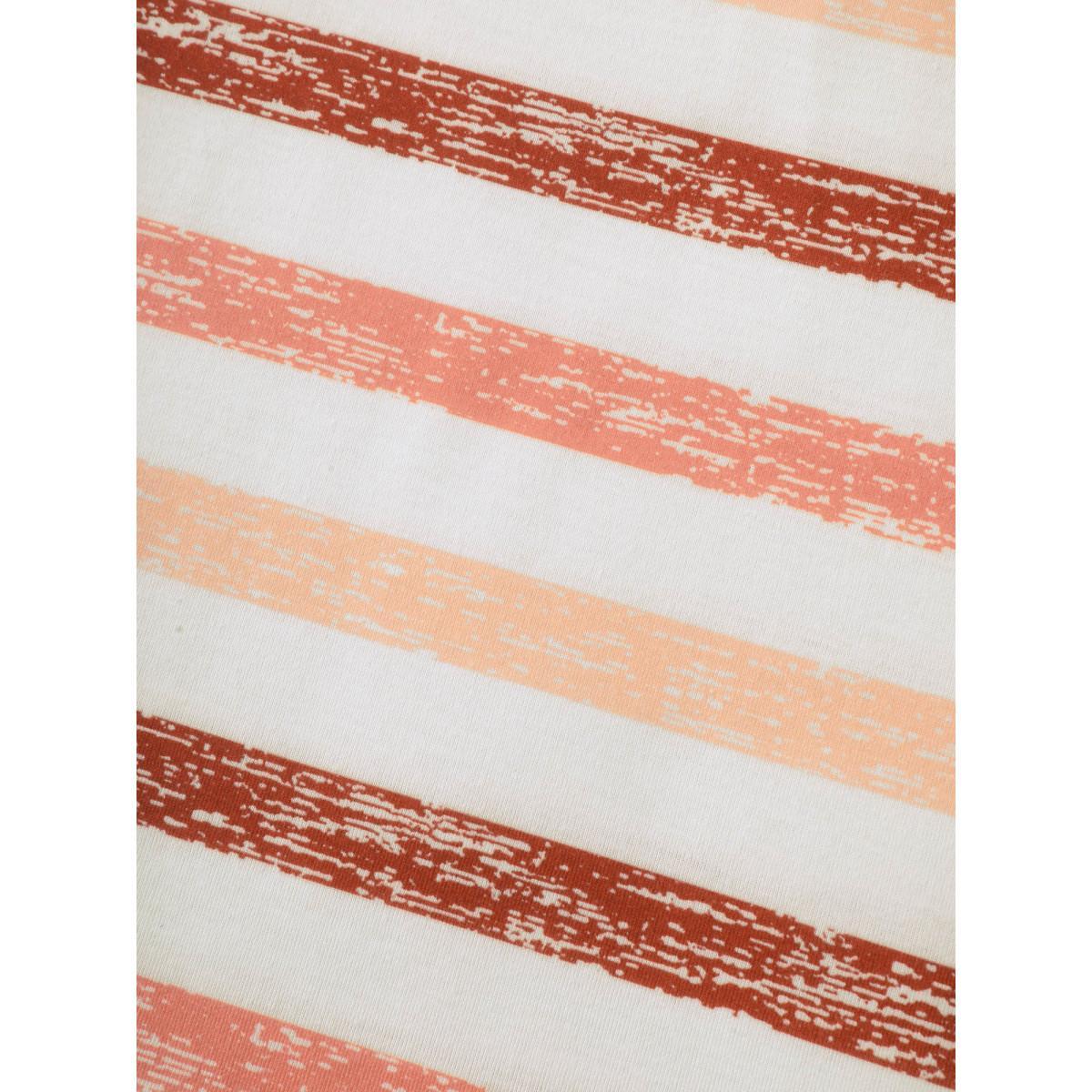 Plus Size Colorful Stripes Stretchy Crewneck T-Shirt WhiteSmoke Women Contrast Round Neck Everyday-Casual T-shirts BloomChic 10/M Product Image