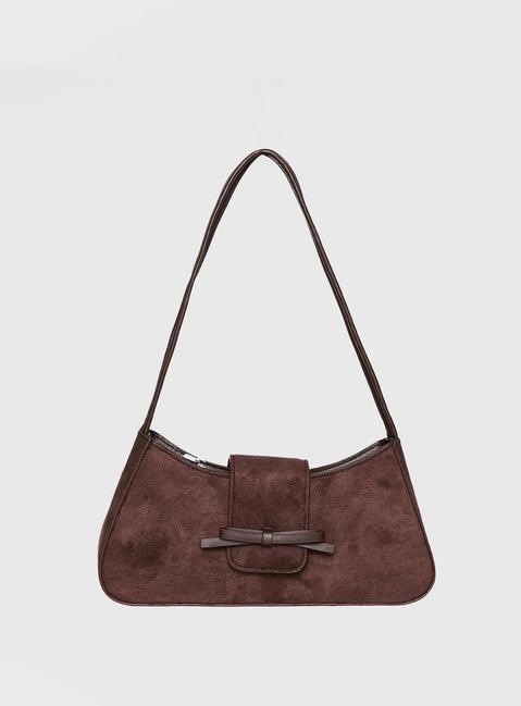 Scotlyn Shoulder Bag Faux Suede Brown Product Image