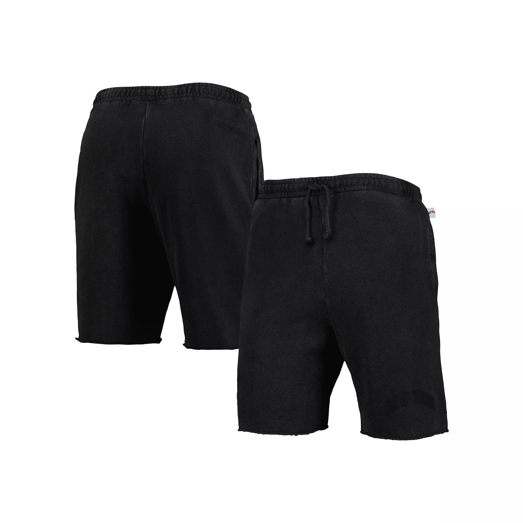 Men's Mitchell & Ness Black New York Knicks French Terry Tonal Fleece Shorts,  Product Image
