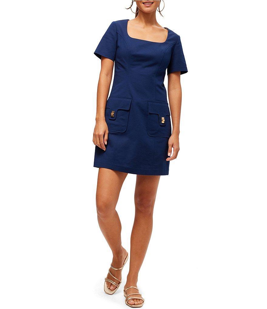 Trina Turk Approach Square Neck Short Sleeve Patch Pocket Dress Product Image