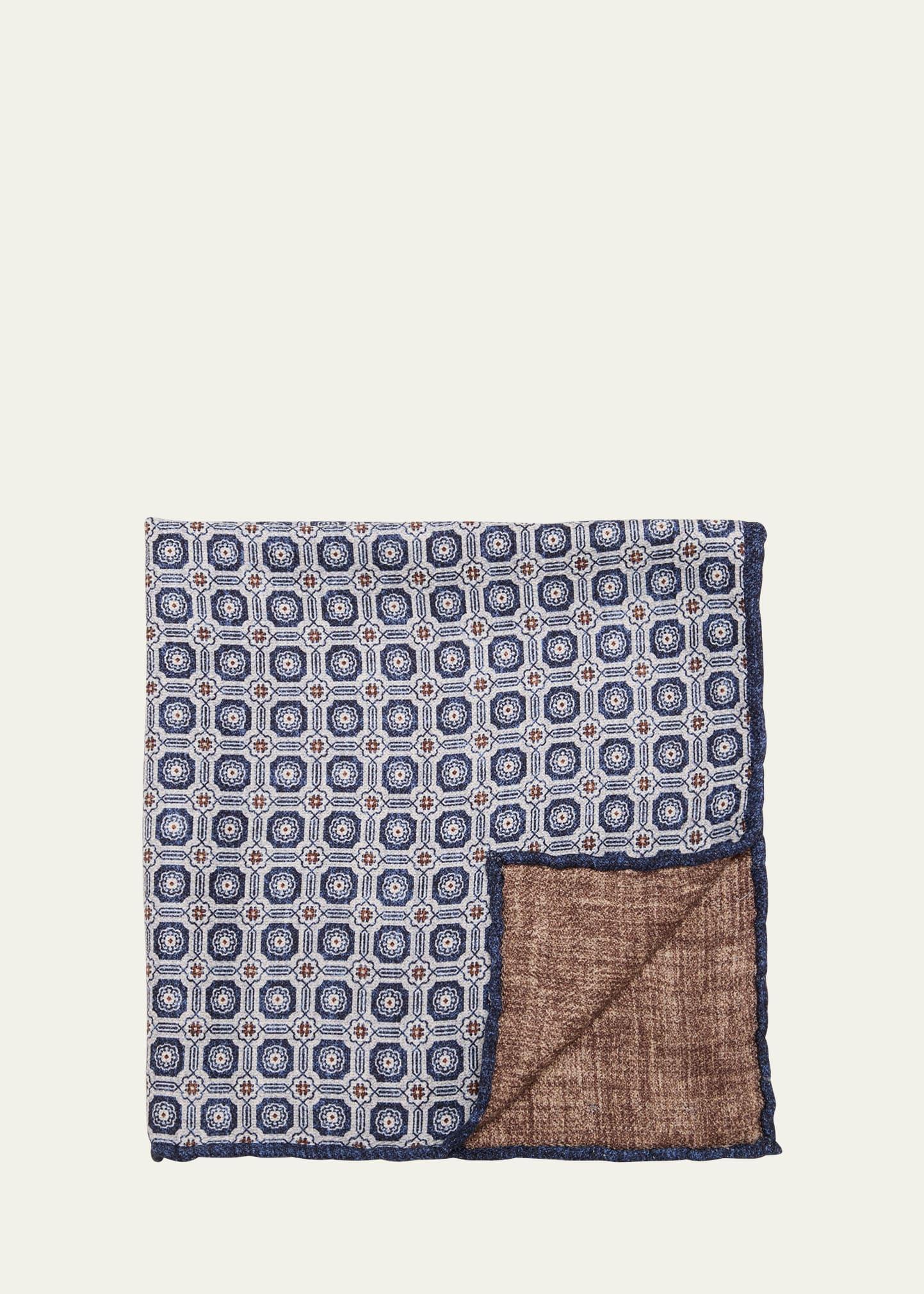 Mens Silk Geometric Pocket Square Product Image