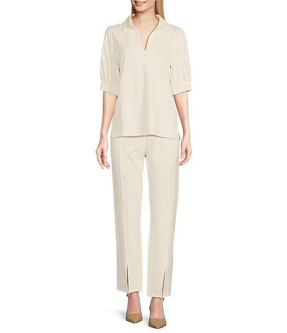 Jude Connally Martina Ponte Knit Wide Leg Split Front Hem Pull-On Pants Product Image