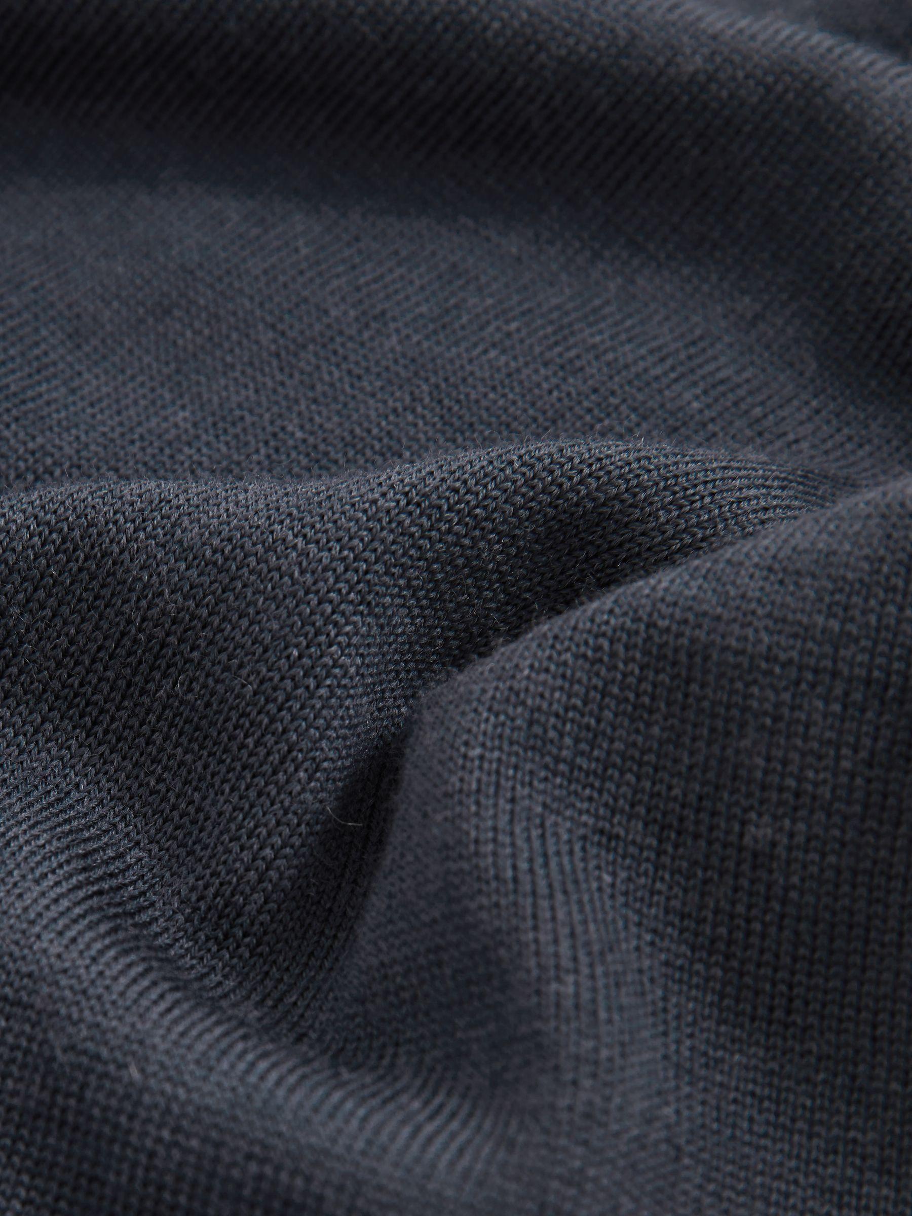 Merino Wool Open-Collar Polo Shirt in Midnight Navy Product Image