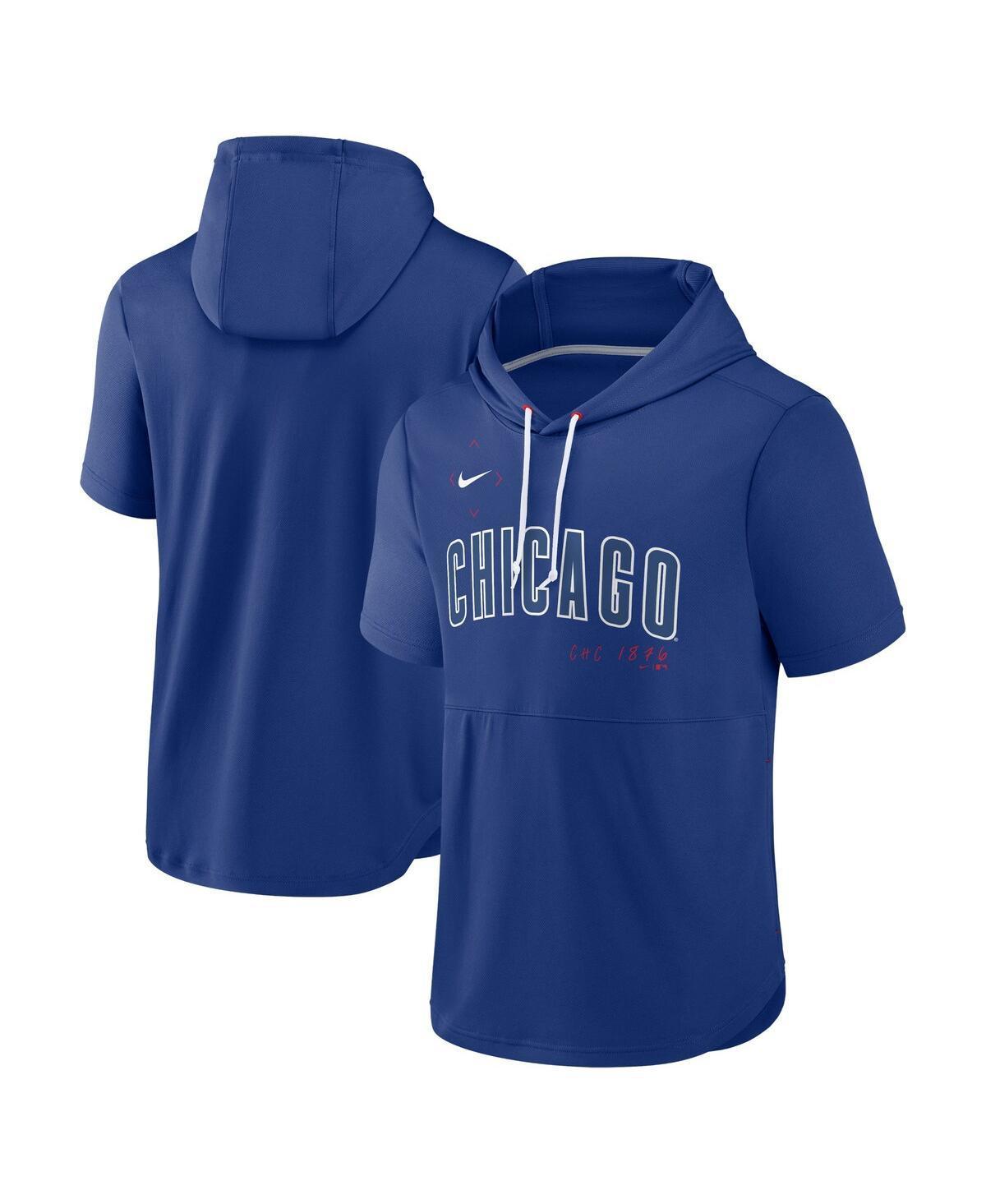 Men's Nike Royal Chicago Cubs Springer Short Sleeve Team Pullover Hoodie, Size: Small, Blue Product Image