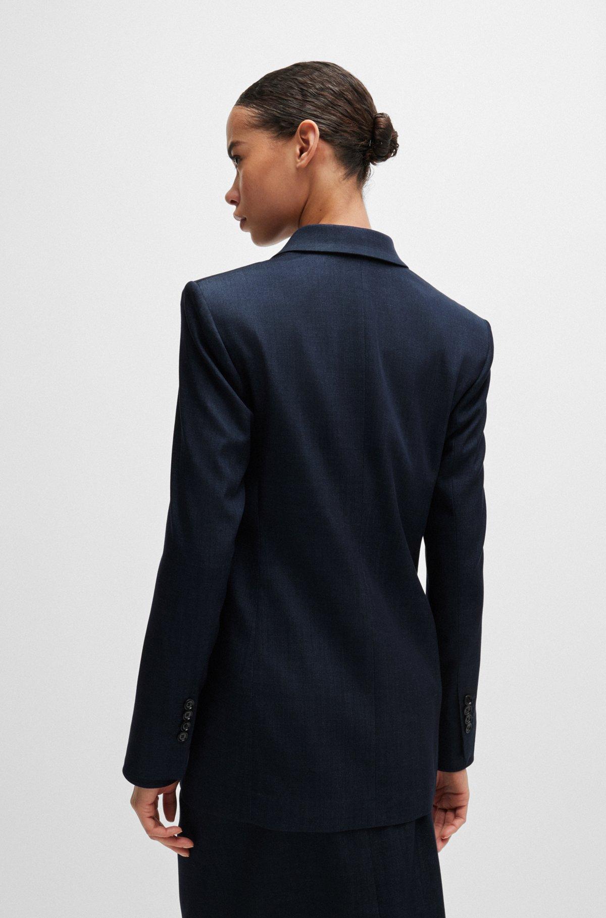 Regular-fit long-length jacket in denim-effect twill Product Image