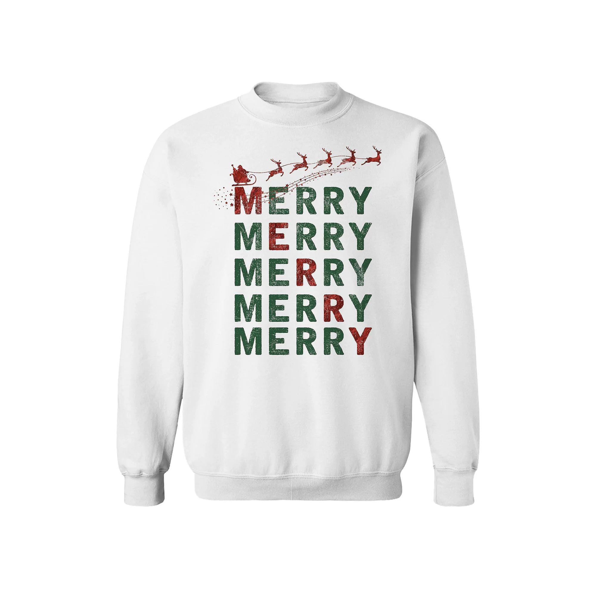 Men's Merry Stack Fleece Sweatshirt, Women's, Size: Large, White Product Image