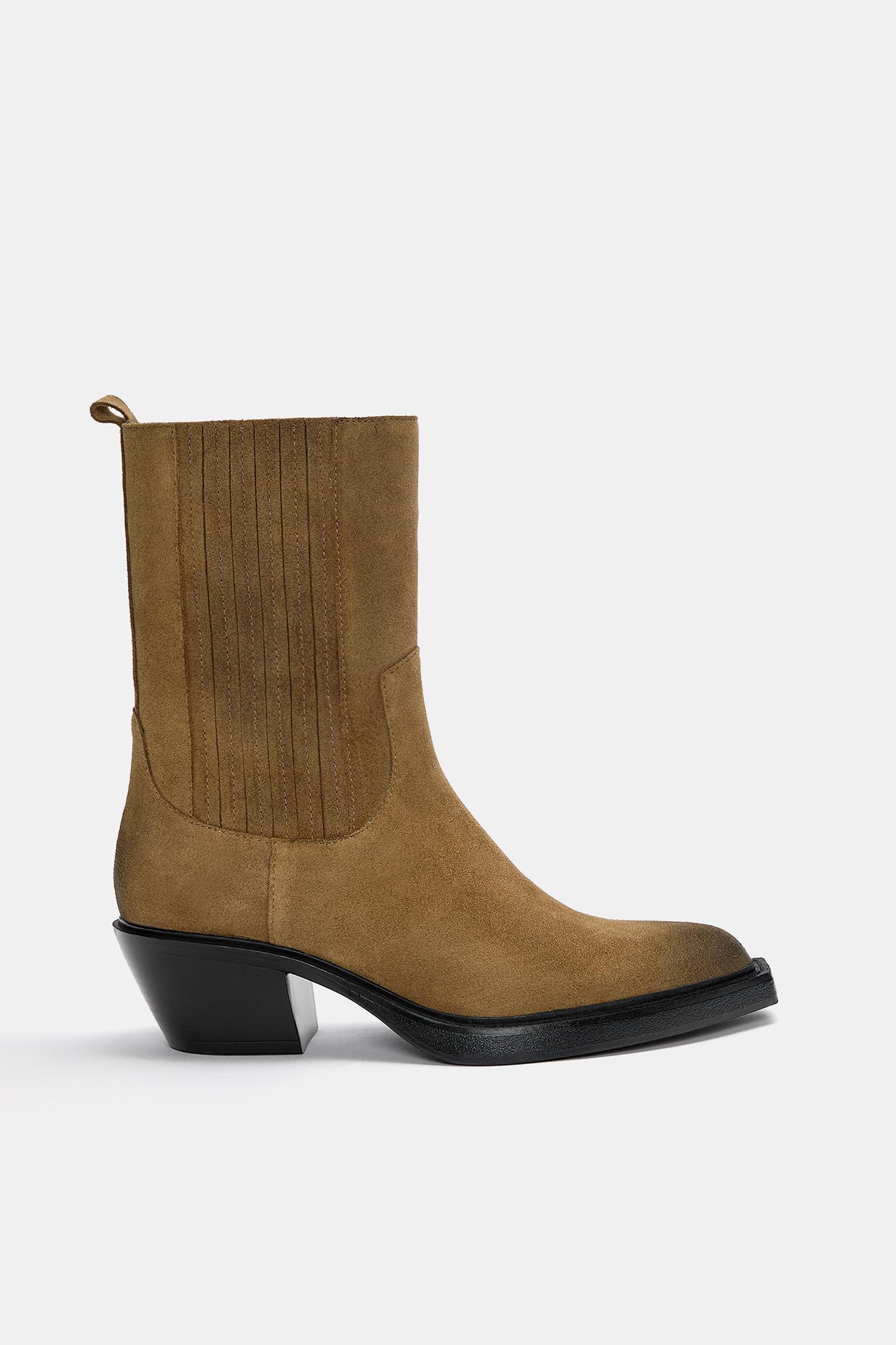 Leather cowboy ankle boots Product Image