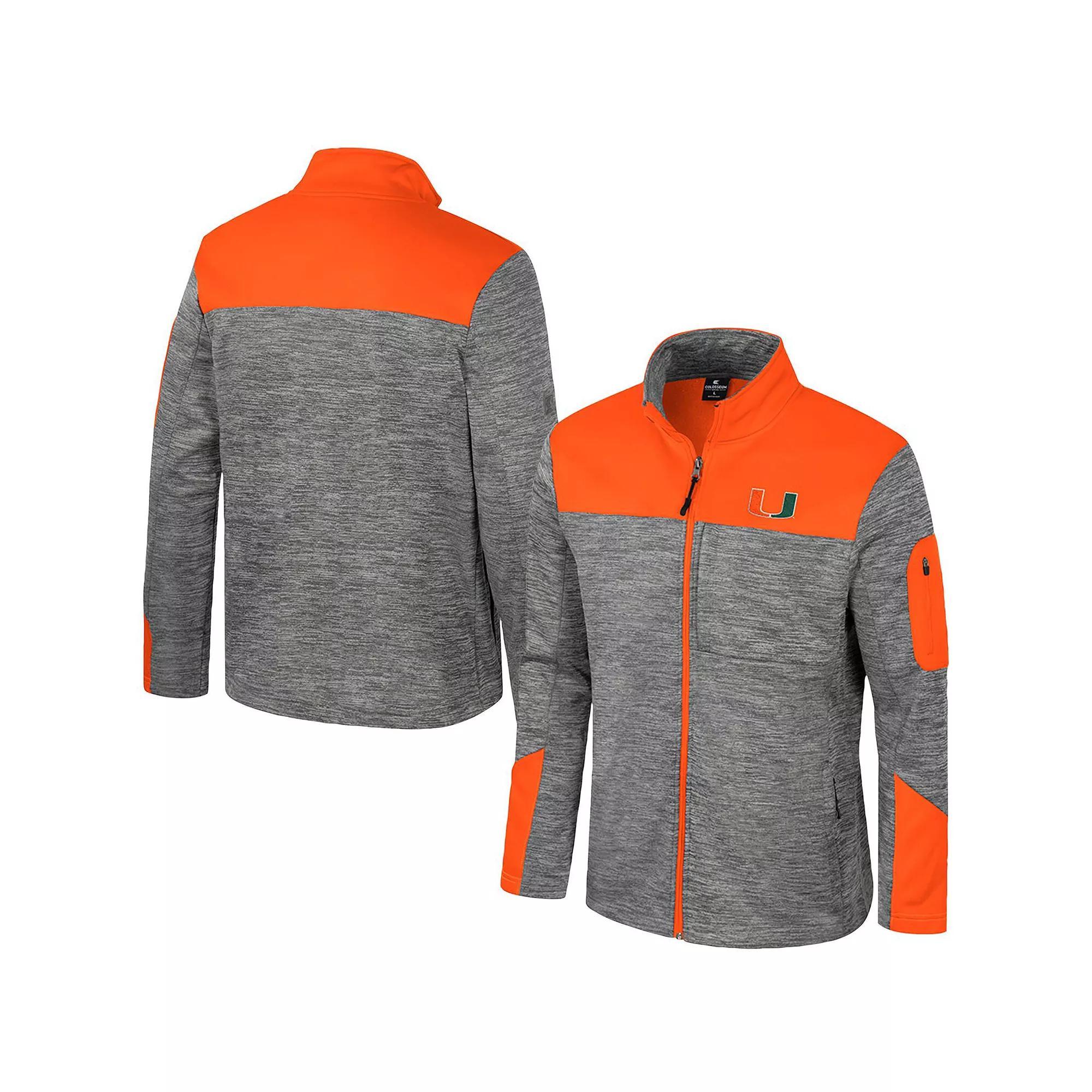 Men's Colosseum  Gray/Orange Miami Hurricanes Guard Full-Zip Jacket, Size: 2XL, Grey Product Image