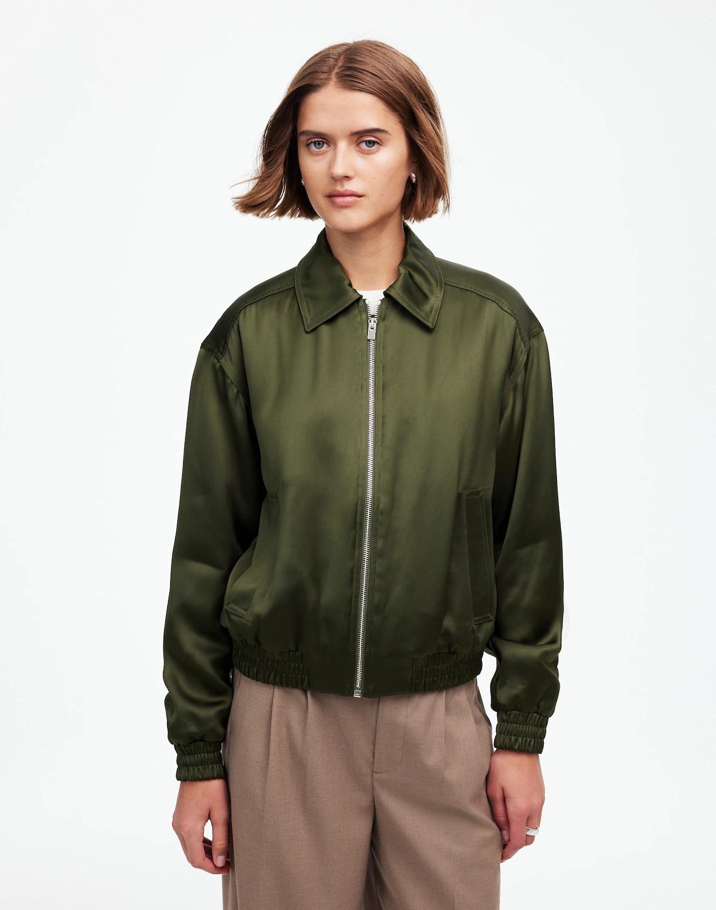 Relaxed Zip-Front Bomber Jacket Product Image