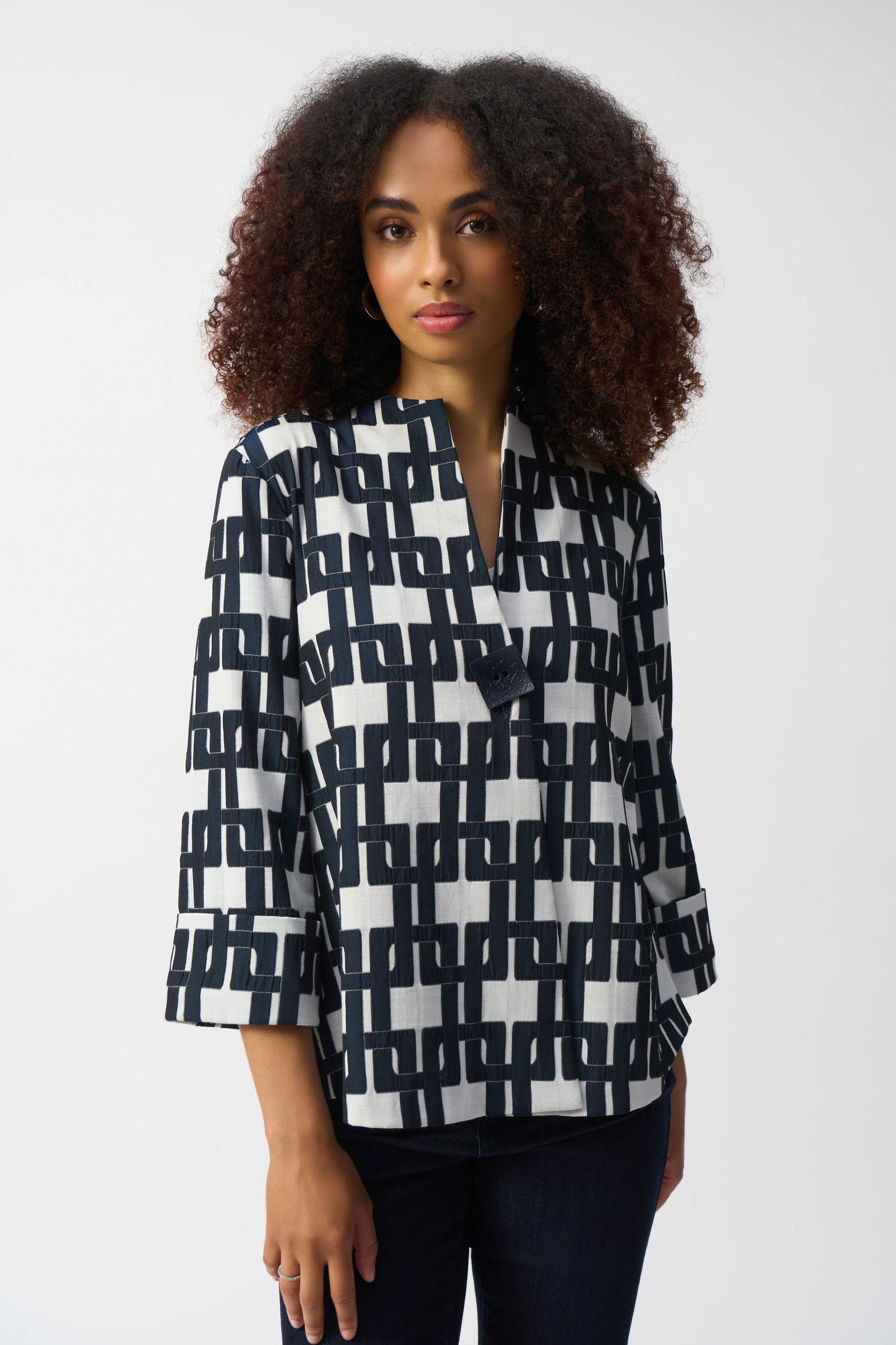 Geometric Jacquard Trapeze Jacket Product Image