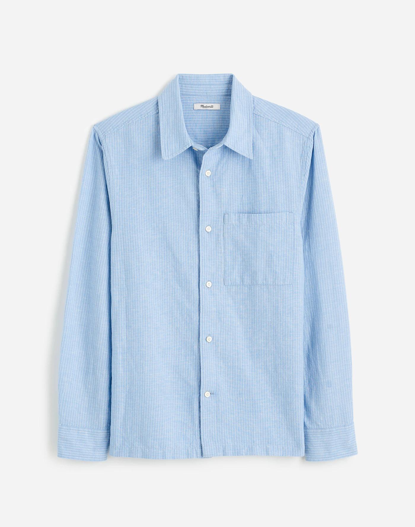 Button-Up Shirt in Cotton-Linen Blend Product Image