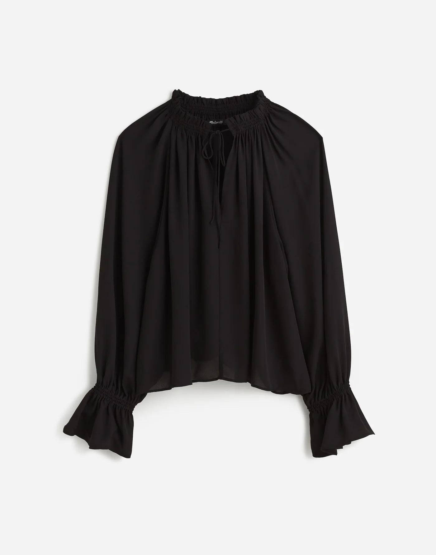 Long-Sleeve Tie-Neck Top Product Image