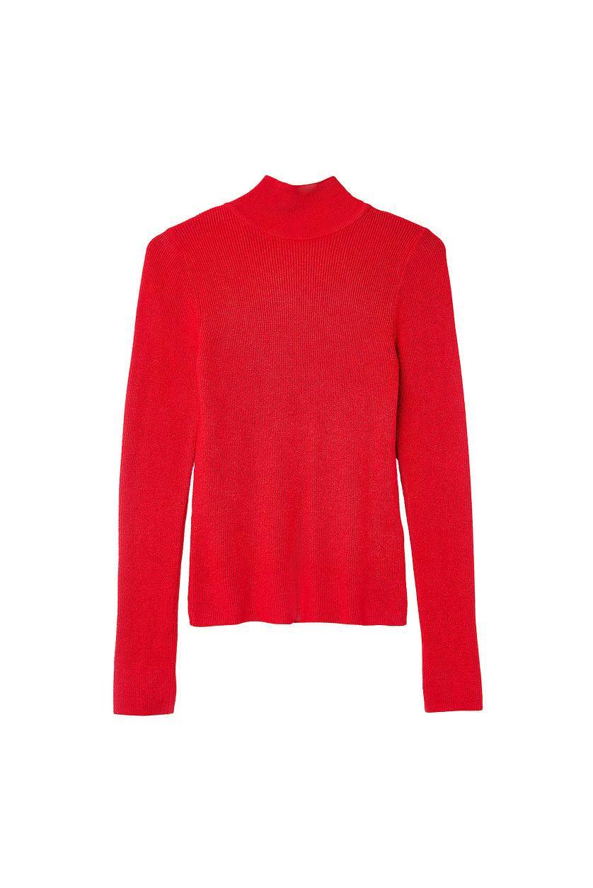 Long Sleeve Turtleneck Ribbed Knitted Top Product Image