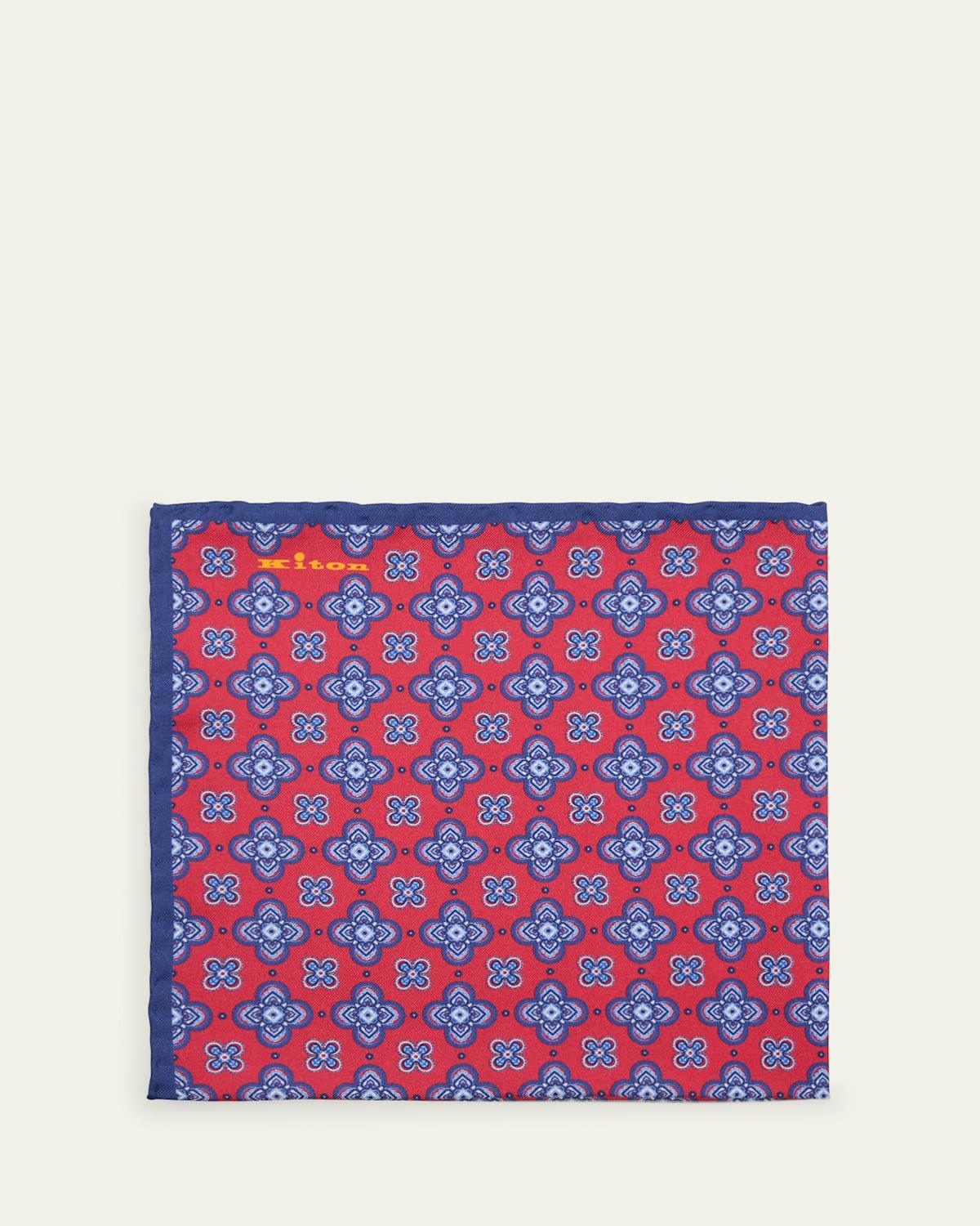 Mens Medallion-Print Silk Pocket Square Product Image