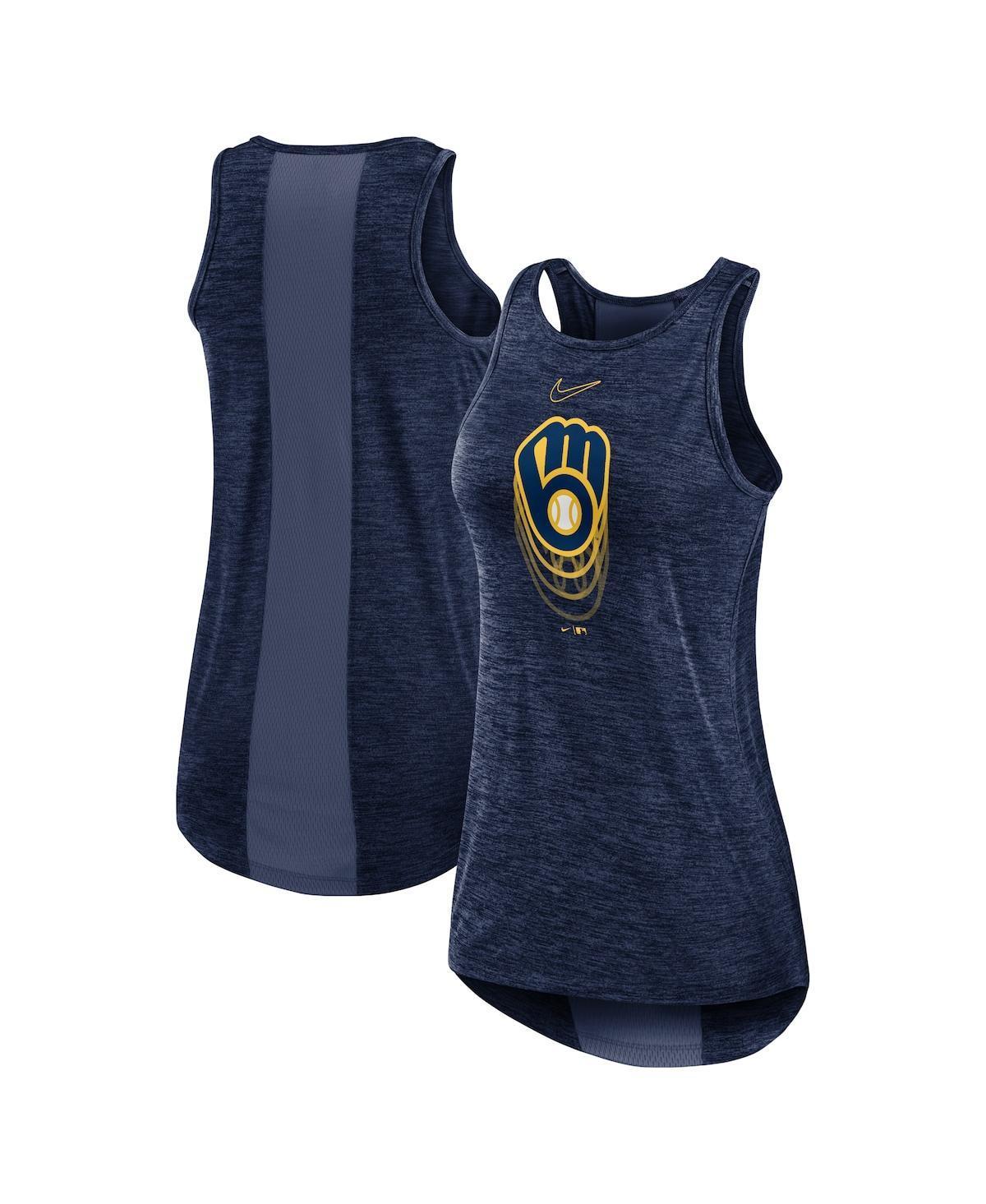 Women's Nike Navy Houston Texans High Neck Performance Tank Top, Size: Medium, Blue Product Image