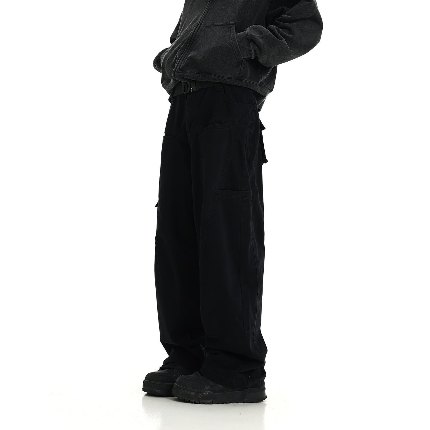 Trendy American Retro Washed Wide-Leg Cargo Logging Pants Product Image