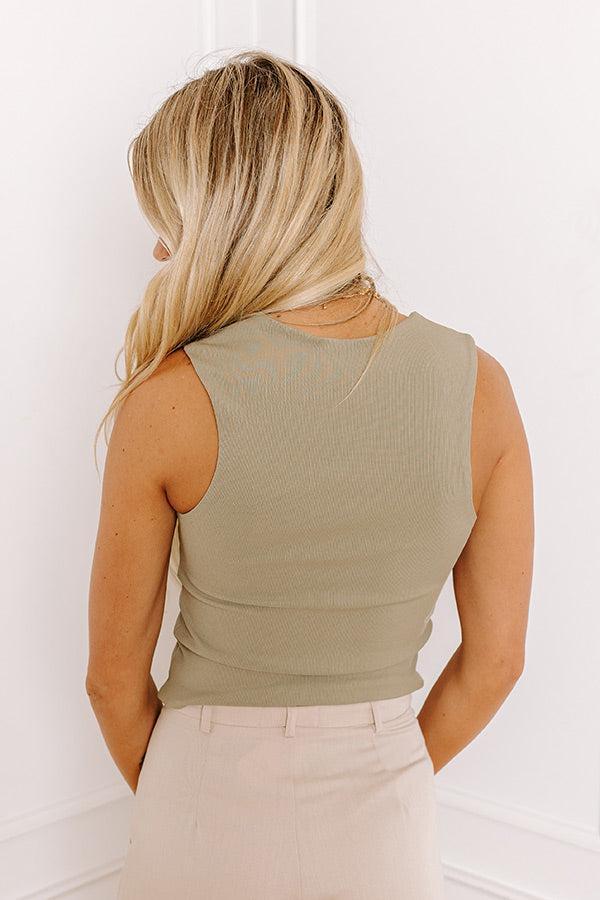 Downtown Diva Ribbed Top in Sage Product Image