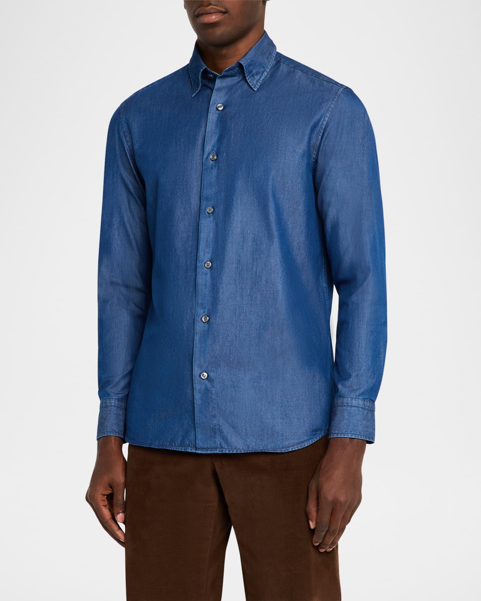 Men's Chambray Button-Down Shirt Product Image