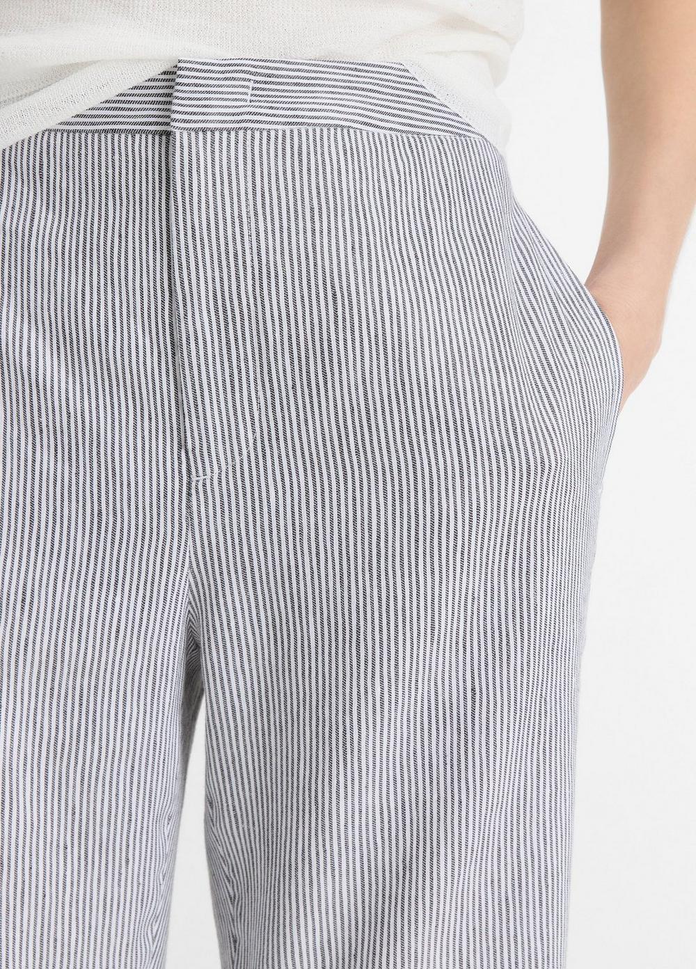 Ticking Stripe Linen-Cotton Low-Rise Crop Flare Trouser Product Image
