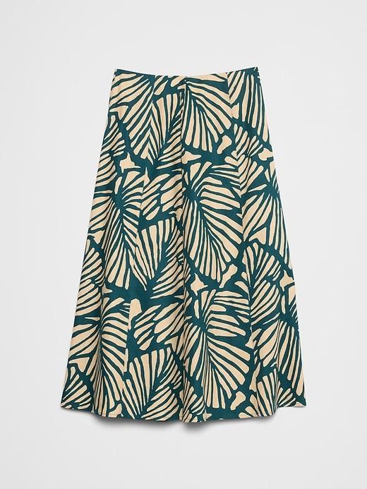 Linen-Blend Seamed Midi Skirt Product Image