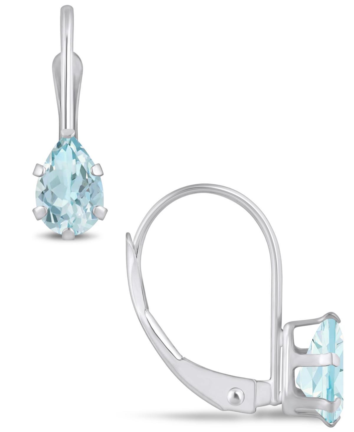 Celebration Gems 10k Gold Pear Shape Aquamarine Leverback Earrings, Womens, 10k Whgold Product Image