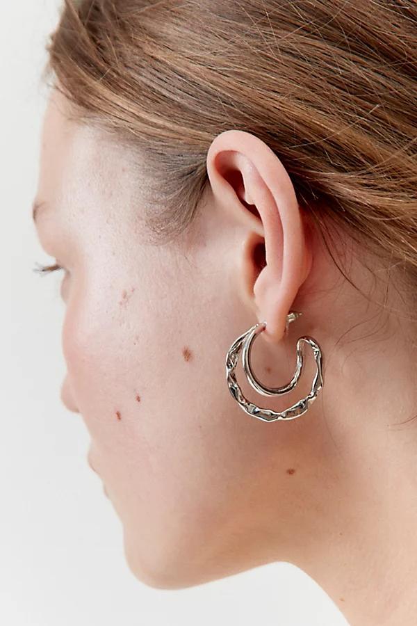 Hammered Double Hoop Earring Womens at Urban Outfitters Product Image