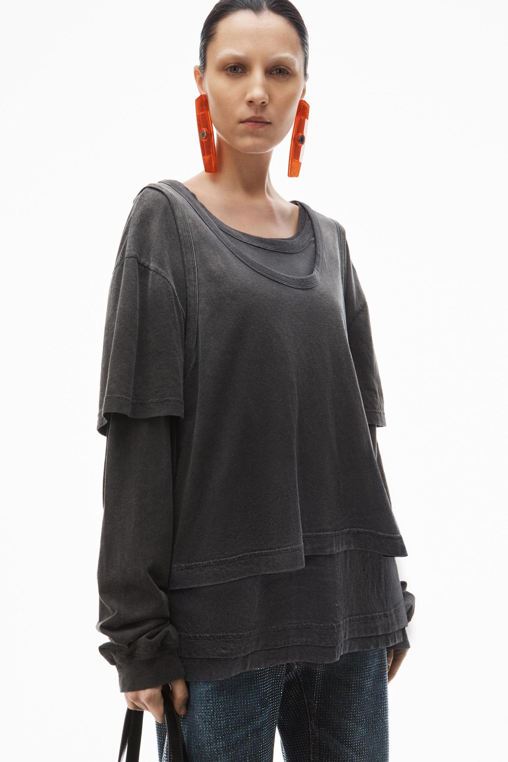 Oversize Triple-layer Unisex Tee In Cotton Product Image
