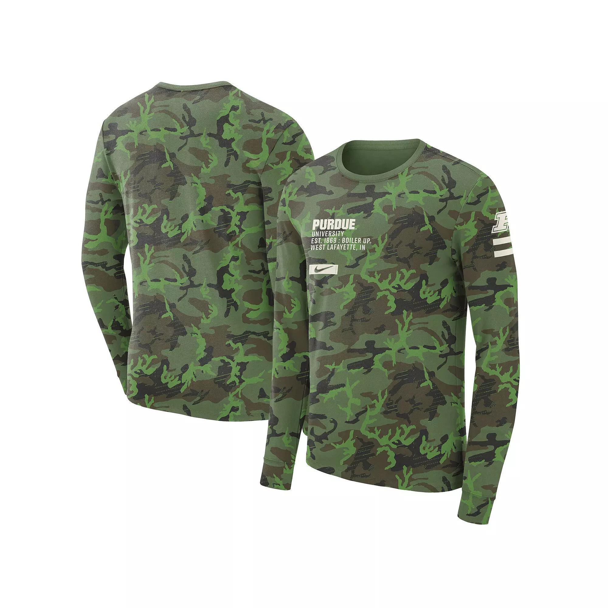 Men's Nike Camo Purdue Boilermakers Military Long Sleeve T-Shirt, Size: 2XL, Green Product Image