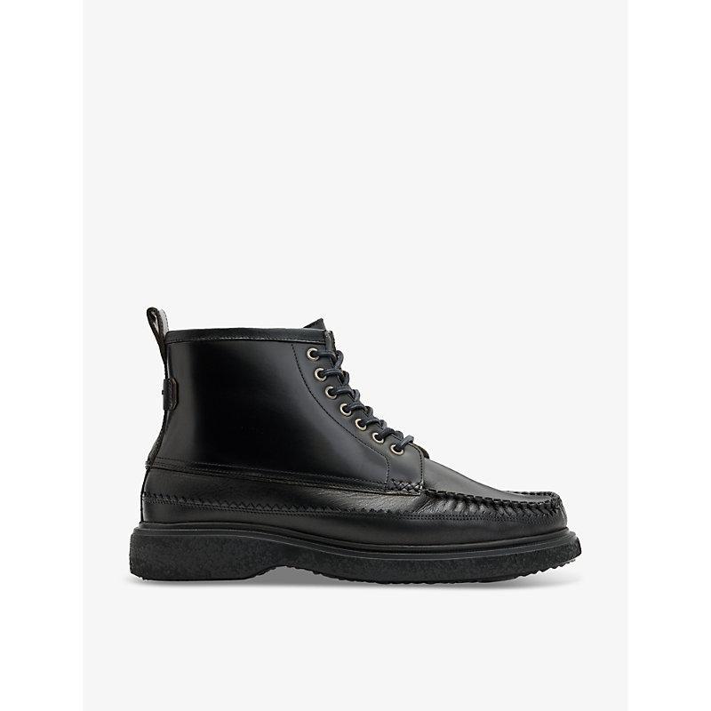 ALLSAINTS Gibbs Moccasin Leather Boots In Black Product Image