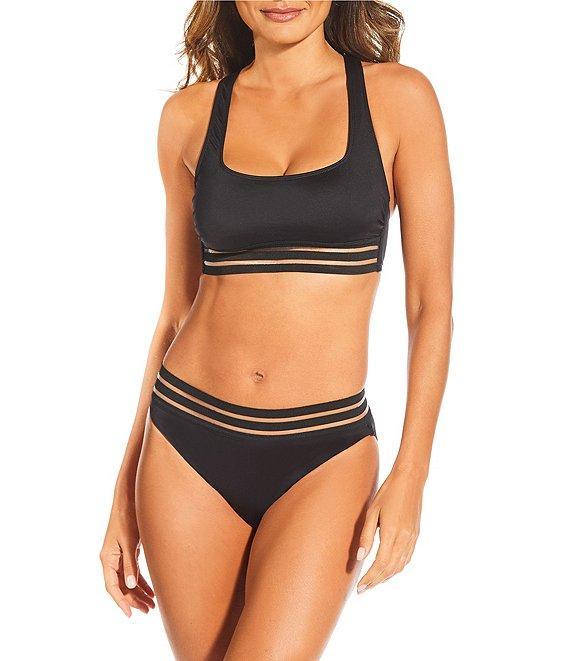Gibson & Latimer Illusion Solid Banded Square Neck Swim Top Product Image
