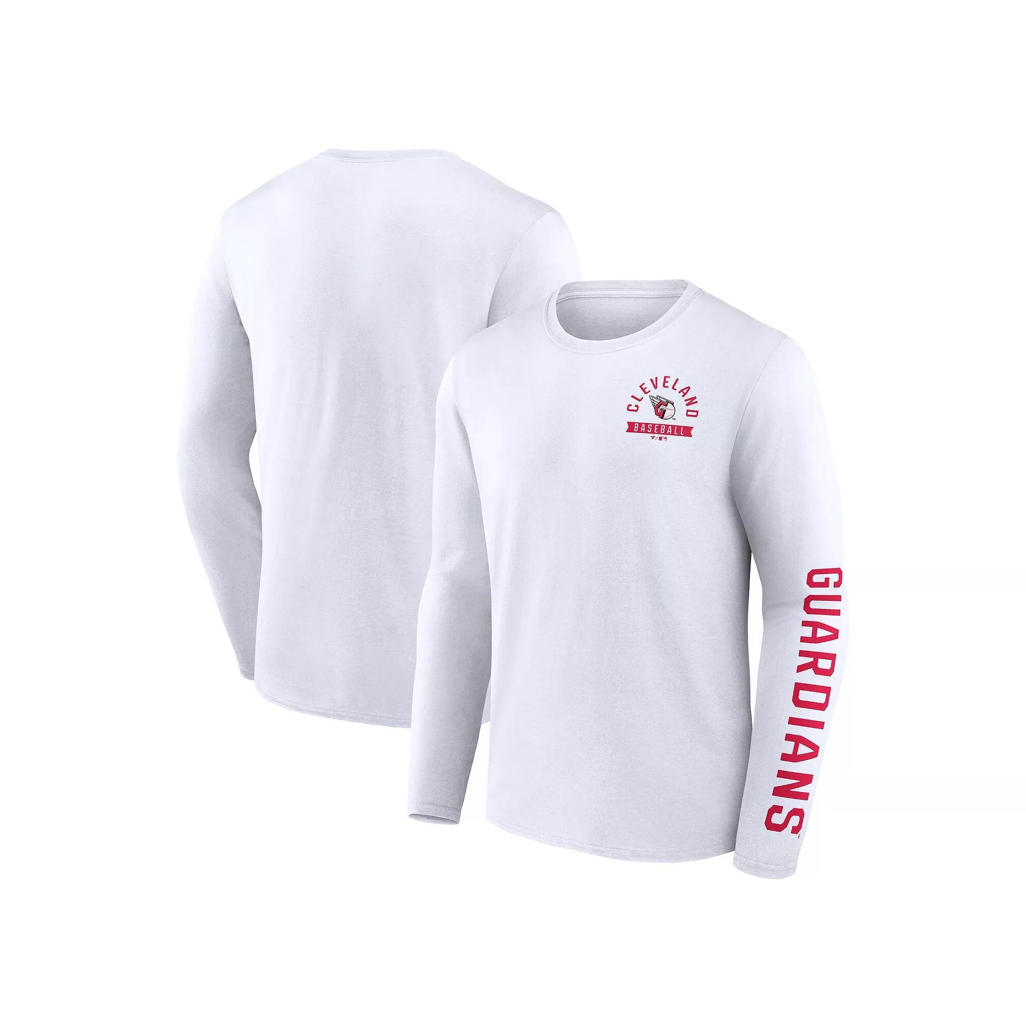 Men's Fanatics  White Cleveland Guardians Press Box Long Sleeve T-Shirt, Size: 5XL, Grd White Product Image