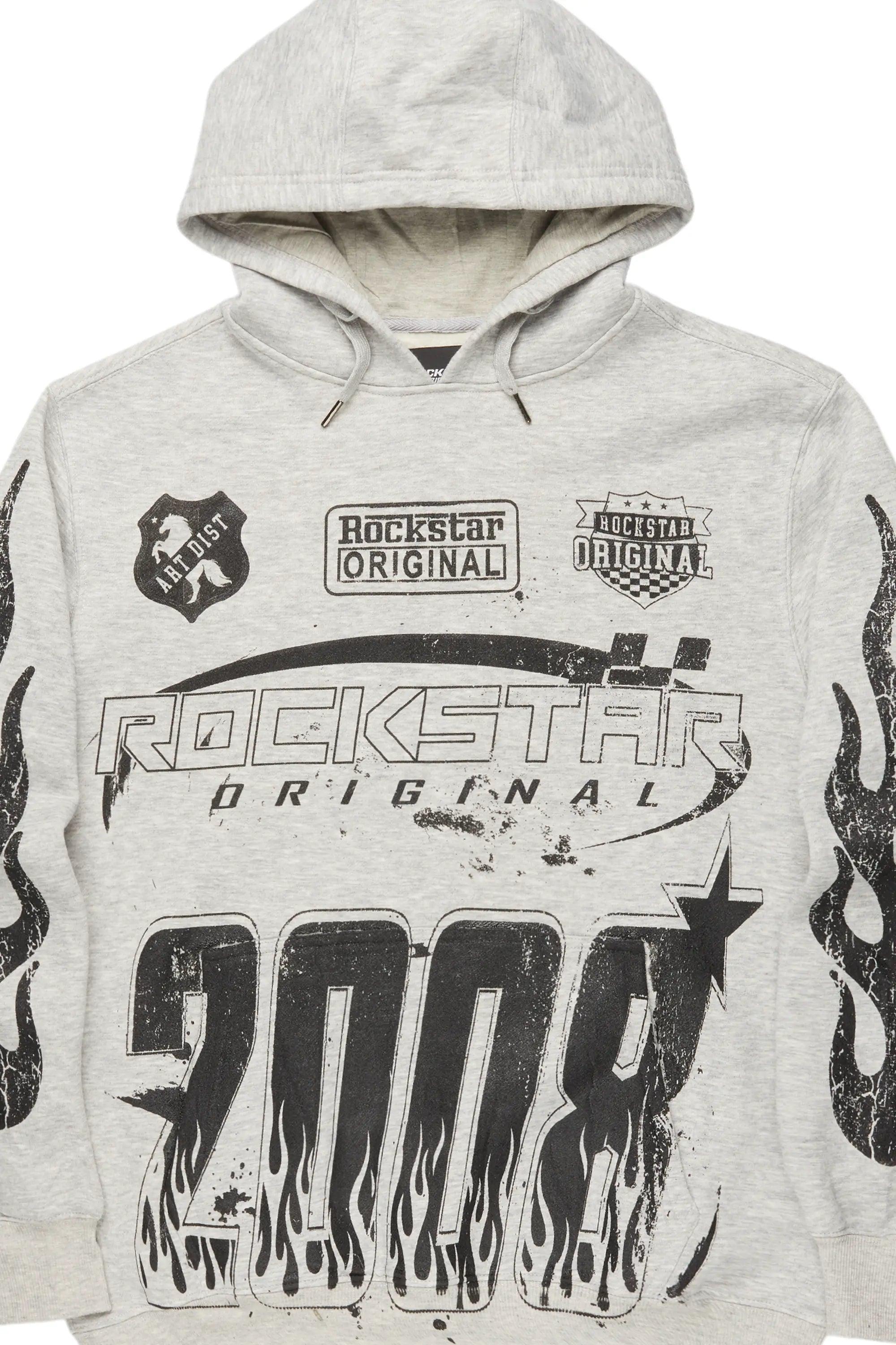 Amos Heather Grey Graphic Hoodie Male Product Image