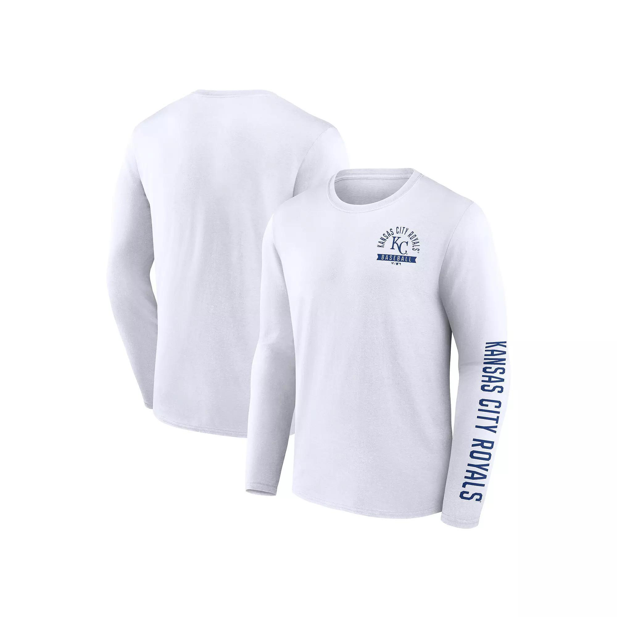 Men's Fanatics White Kansas City Royals Press Box Long Sleeve T-Shirt,  Product Image
