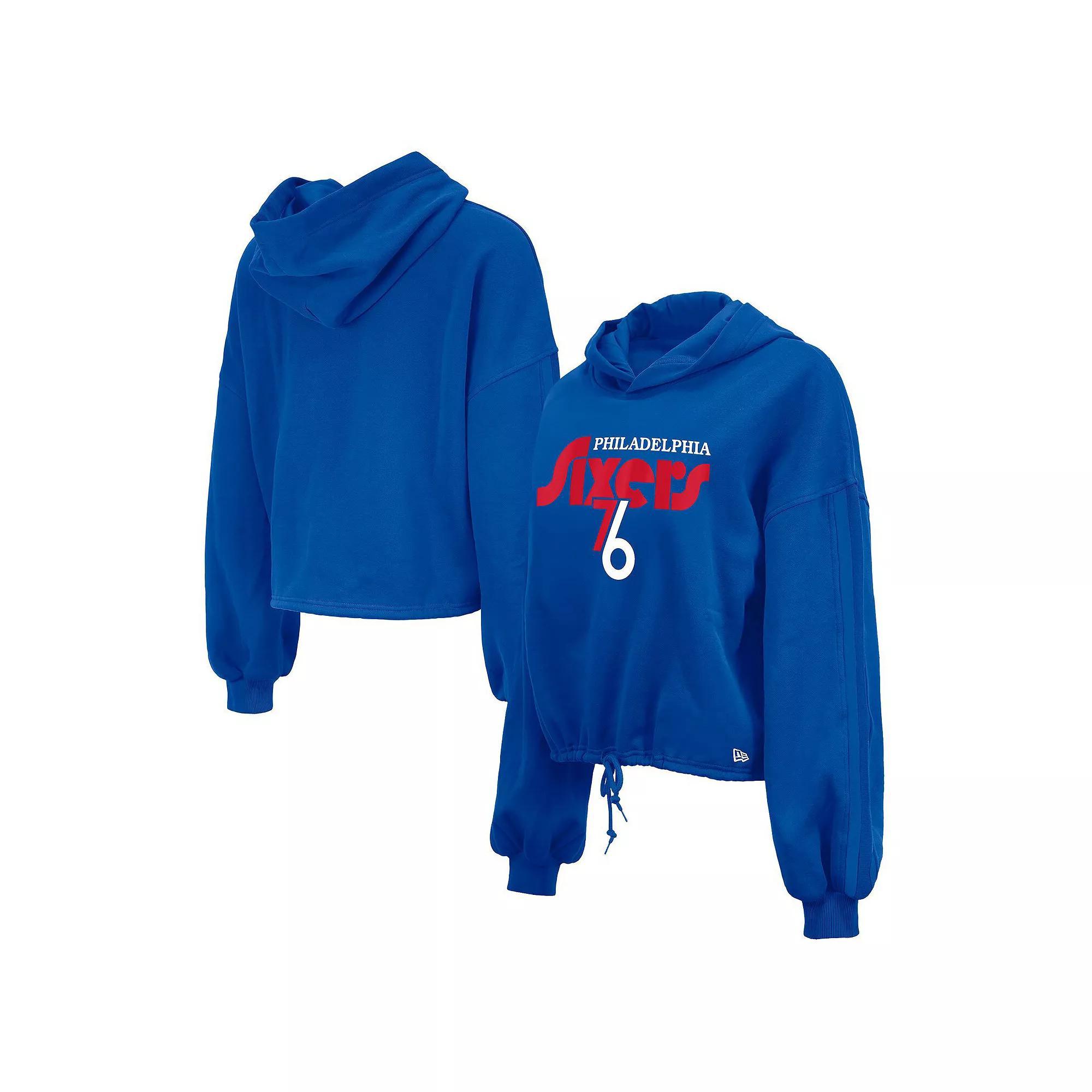 Women's New Era Royal Philadelphia 76ers 2024/25 City Edition Cropped Pullover Hoodie, Size: Small, 76r Blue Product Image