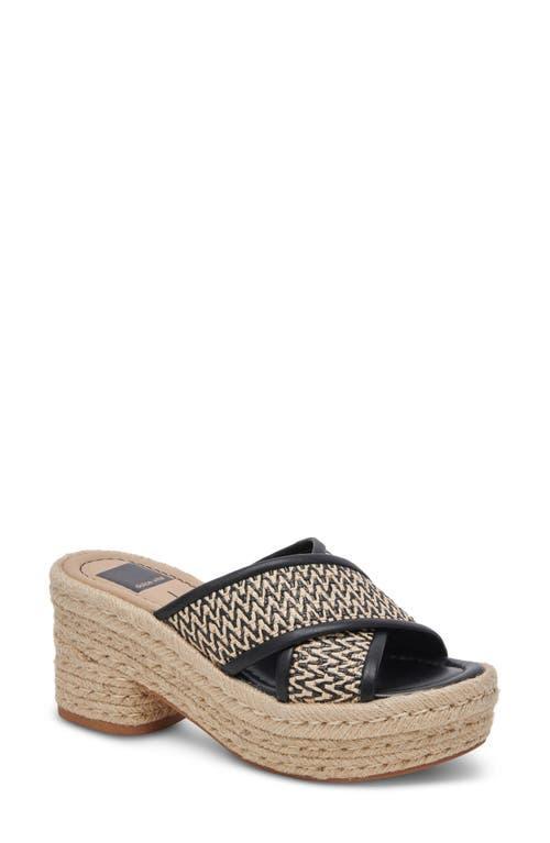 Dolce Vita Womens Eldora Crisscross Raffia Espadrille Platform Slide Sandals - Natural Product Image