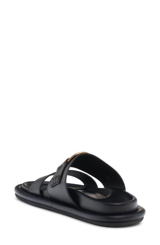 MONCLER Bell Calfskin Logo Slide Sandals In Black Product Image