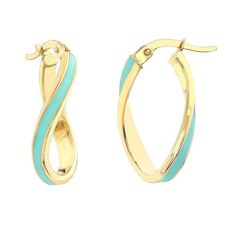 Color Romance 16.3 mm Enamel Oval Twist Hoop Earrings, Womens, Black Product Image