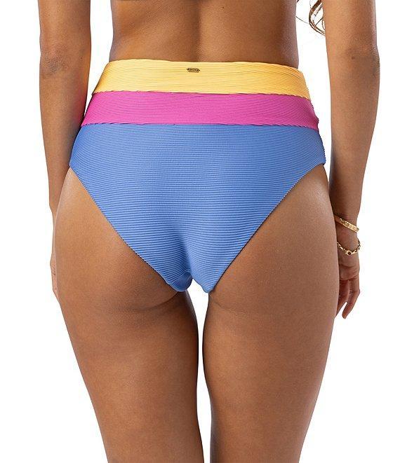 Rip Curl Block Party Spliced High Waist Back Ruched Hipster Swim Bottom Product Image