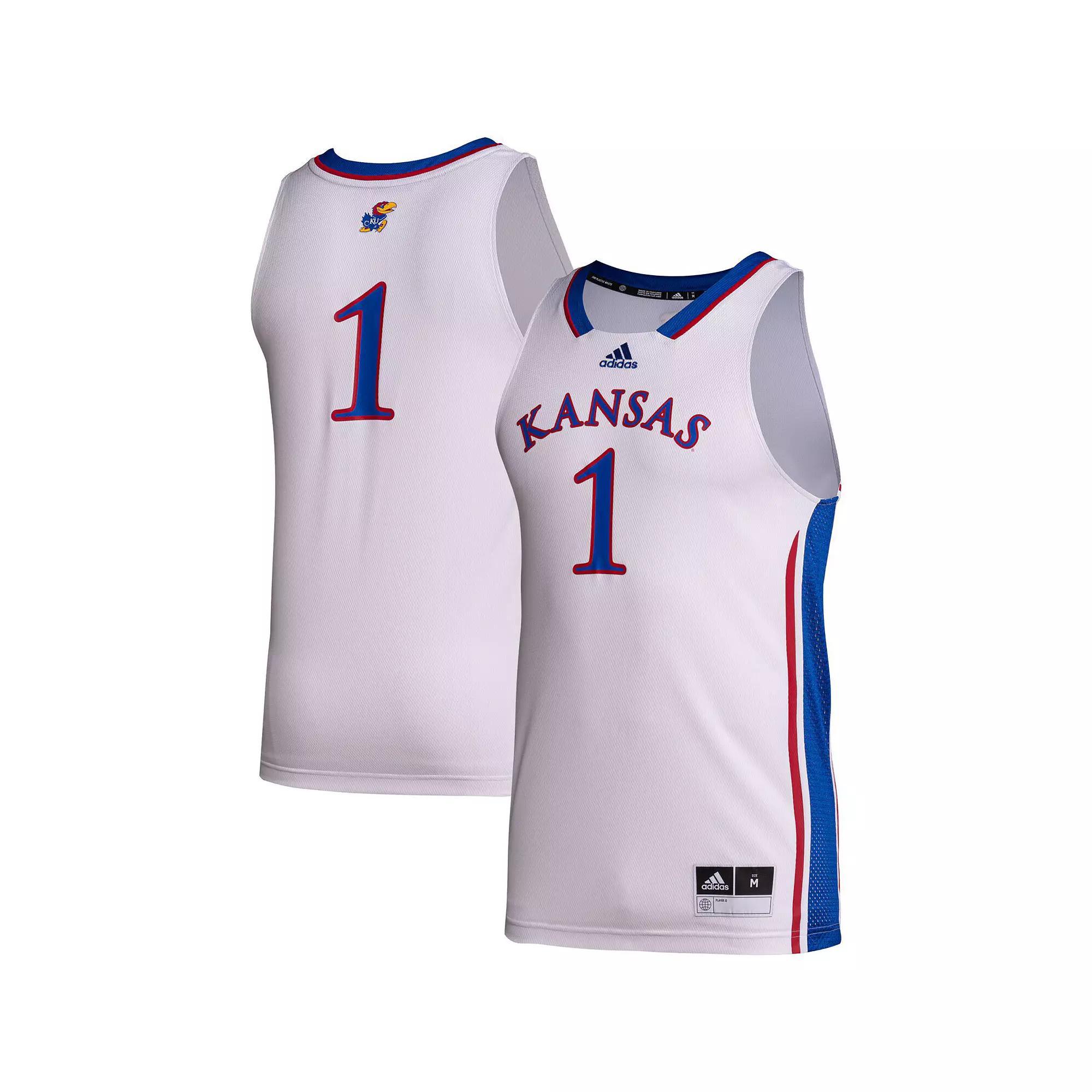 Men's adidas #1 White Kansas Jayhawks Team Swingman Jersey, Size: 2XL Product Image