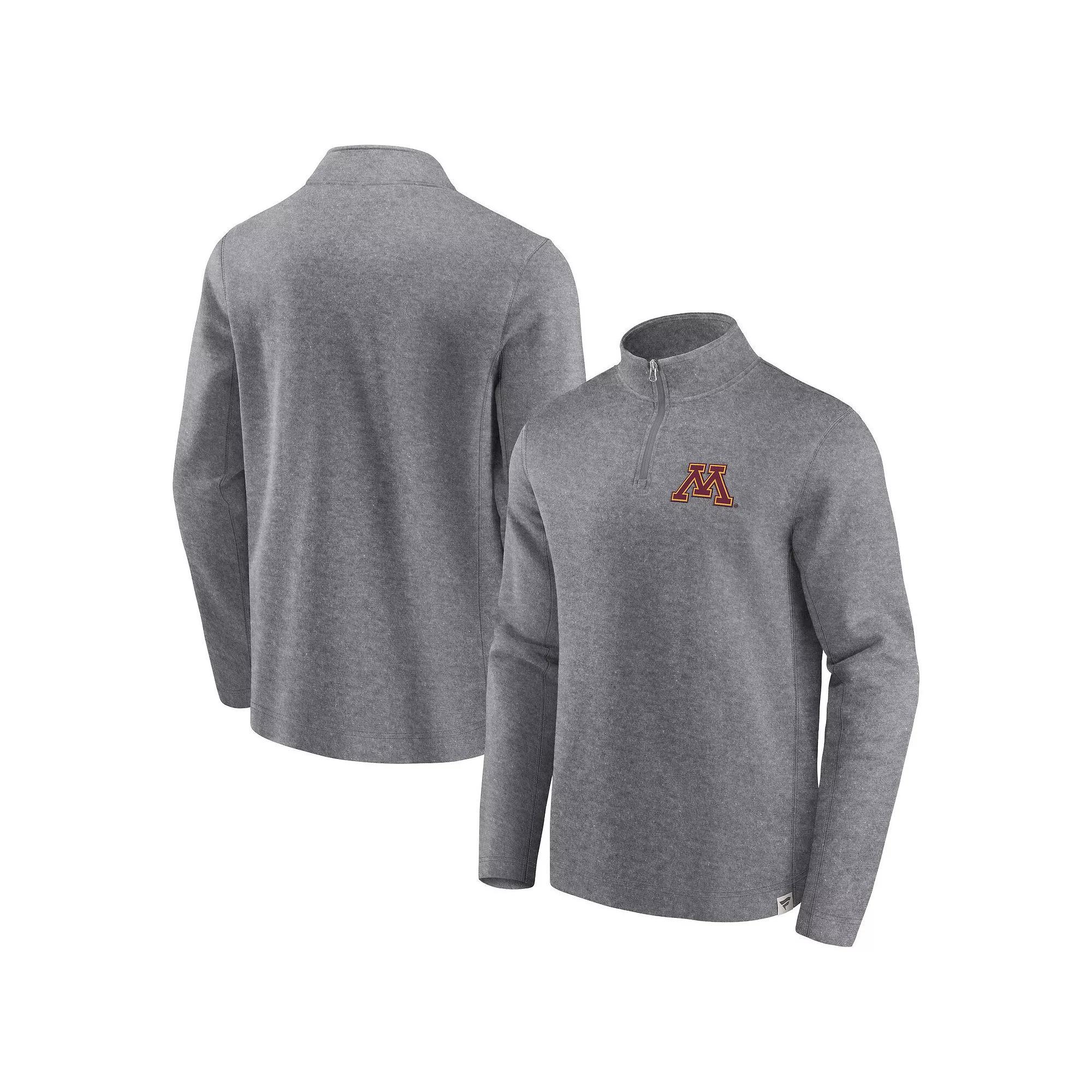 Men's Fanatics Branded Heather Gray Minnesota Golden Gophers Vintage Fleece Quarter-Zip Jacket,  Product Image