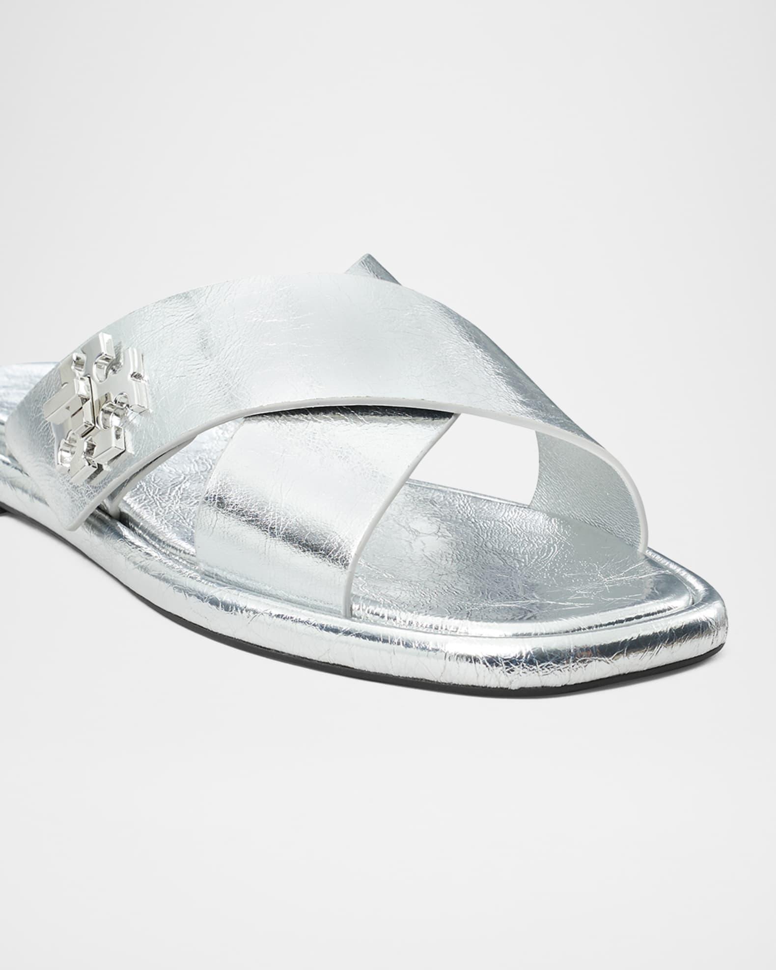 Crisscross Metallic Medallion Slide Sandals Product Image