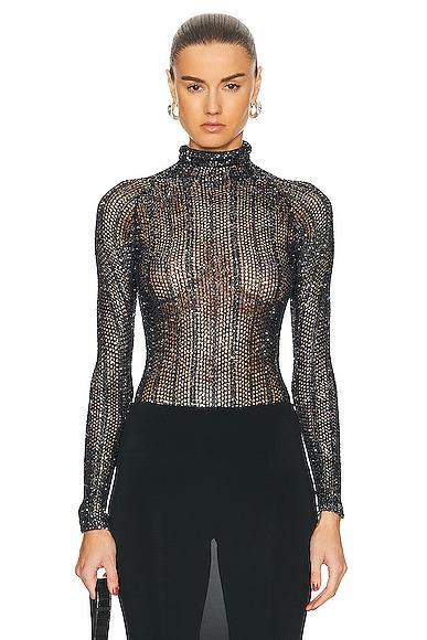 ALAA Sequin Bodysuit in Black Product Image