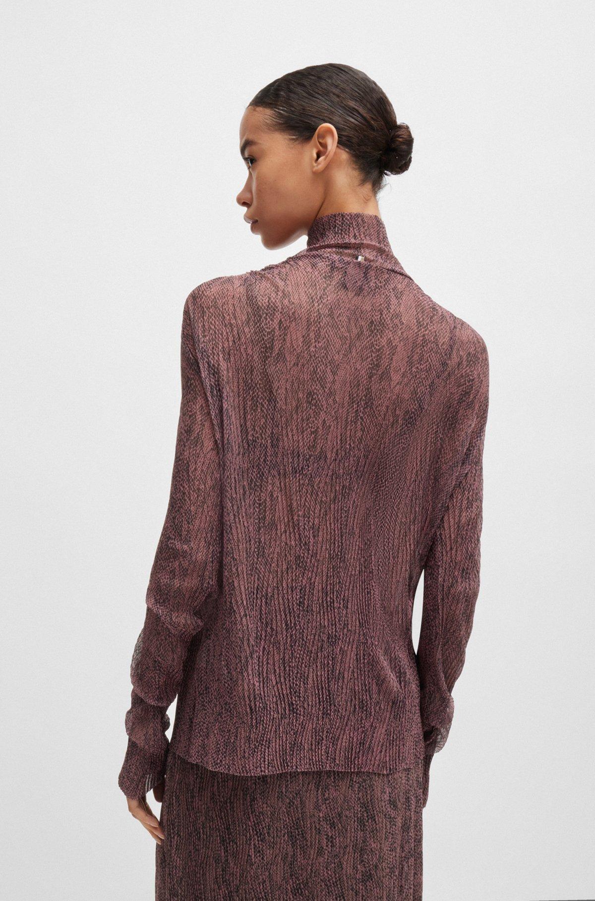 High-neck top in plissé tulle Product Image