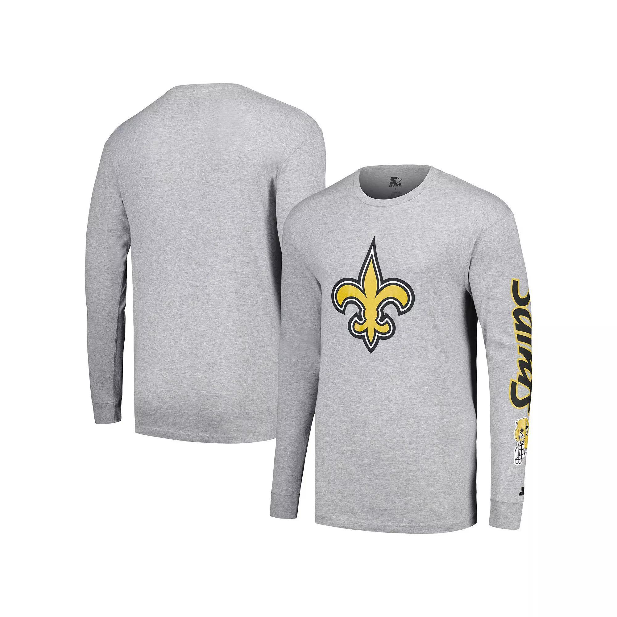 Men's Starter Heather Gray New Orleans Saints Halftime Long Sleeve T-Shirt, Size: 2XL, Grey Product Image
