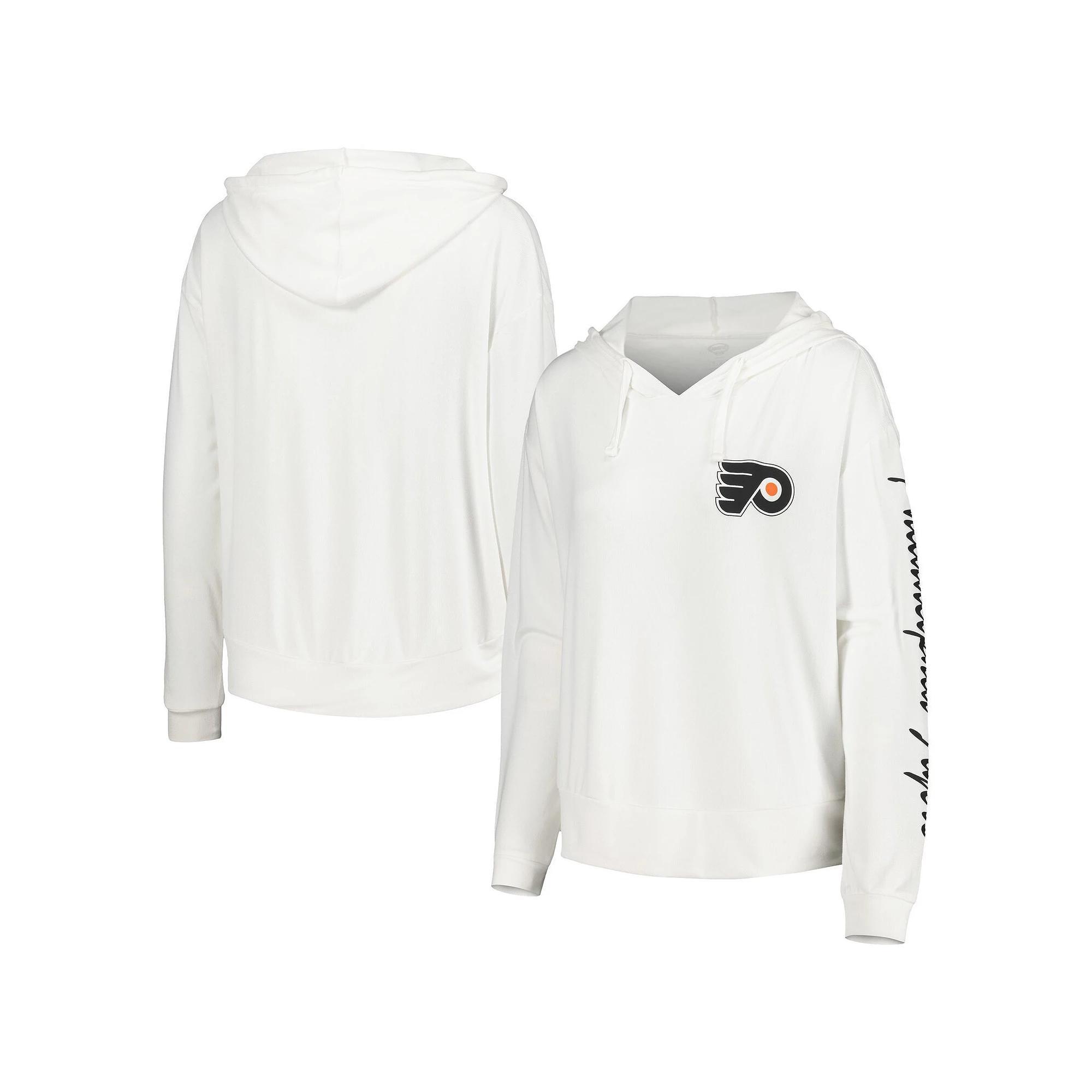 Women's Concepts Sport White Philadelphia Flyers Accord Hacci Long Sleeve Hoodie T-Shirt,  Product Image