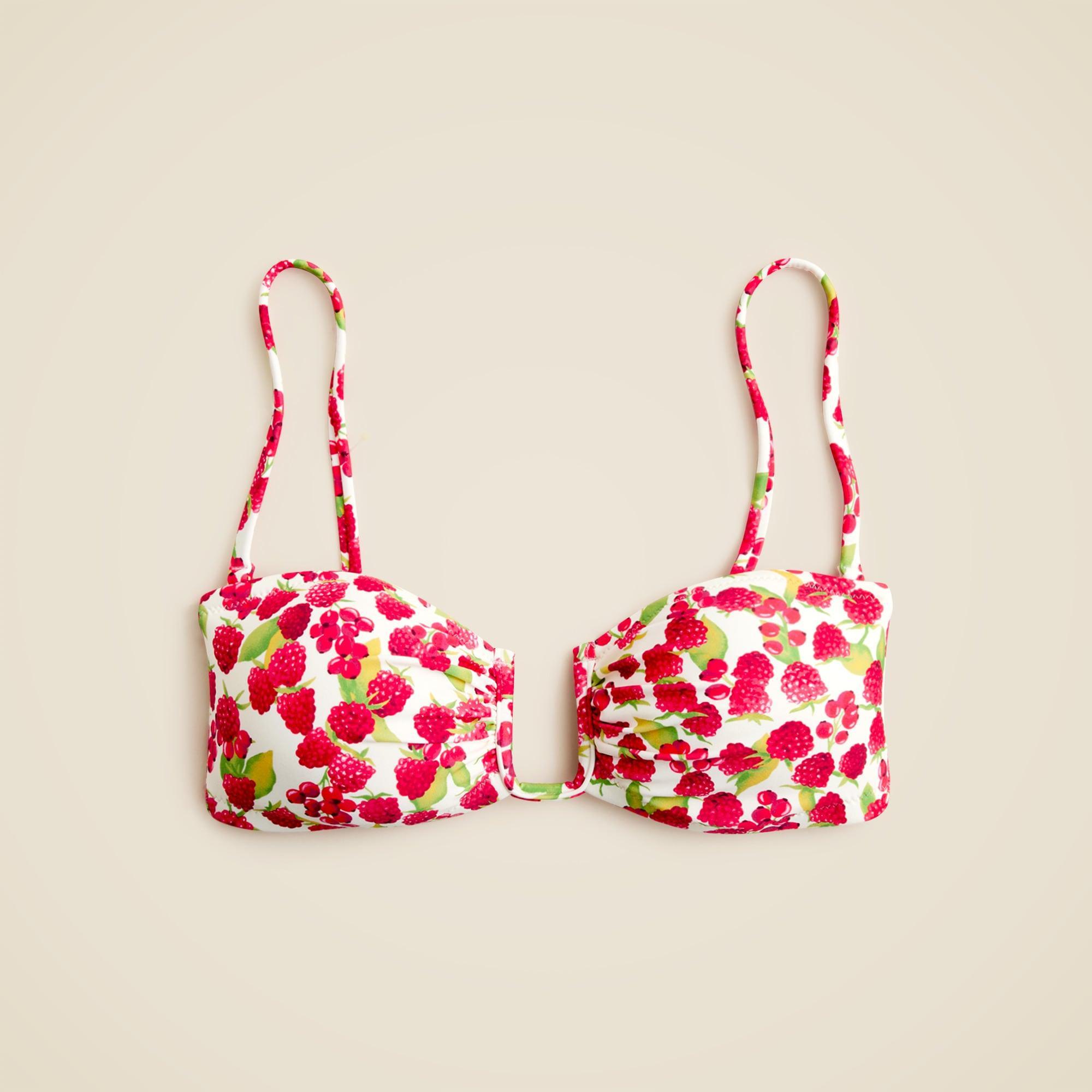 Mira bandeau bikini top in raspberry print Product Image